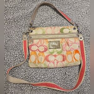 Coach Poppy Crossbody Bag Canvas Vintage Double Strap